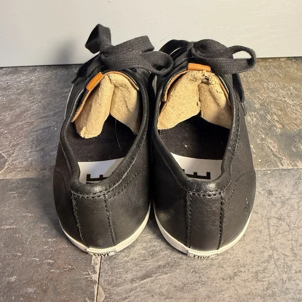 Frye Womens Mindy Black Low Top Leather Lace Up Sneaker Shoes Size 7.5 m
